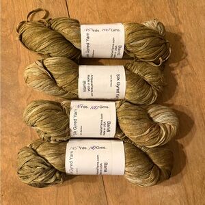 Set of 4 Artisanal Yarns Silk Gyred Yarn Green 185 Yds 100 Gms